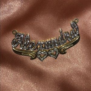 10k Yellow Solid Gold 3D nameplate pendent